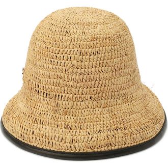 Kate Spade New York piped straw cloche hat in Black at Nordstrom