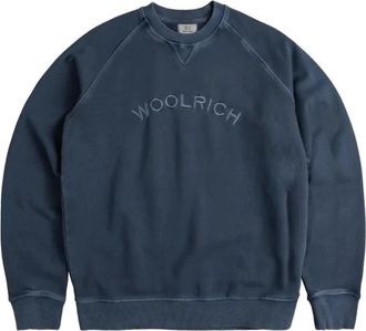 Woolrich Zwarte Varsity Crew Neck Sweater - Heren - Sweatshirts - Blauw - XL - Katoen - Hoodies & sweatvesten