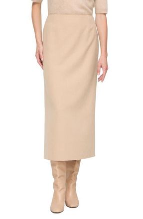 Lafayette 148 New York Camel Hair Midi Pencil Skirt in Natural at Nordstrom, Size 10