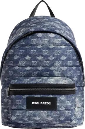Dsquared2 Zaino D2 Monogram - Heren - Rugzakken - Blauw - ONE Size - Denim - Tassen