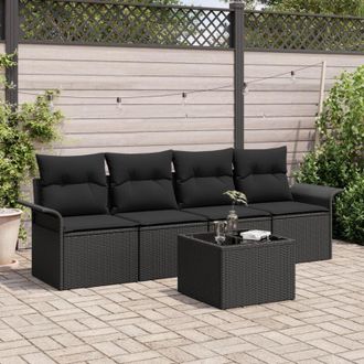 vidaXL Vidaxl - Set Divano da Giardino con cuscino 5 pcs Nero 55 x 55 x 37 cm