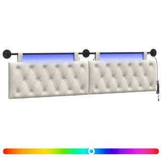 vidaXL Cabecero Colgante Con Luz Led Crema Terciopelo Vidaxl
