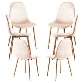 Regalos Miguel Regalos Miguel - Packs Sillas Comedor - Pack 6 Sillas Teok Terciopelo - Beige