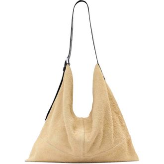 AllSaints Asha Suede Shoulder Bag in Sahara White at Nordstrom