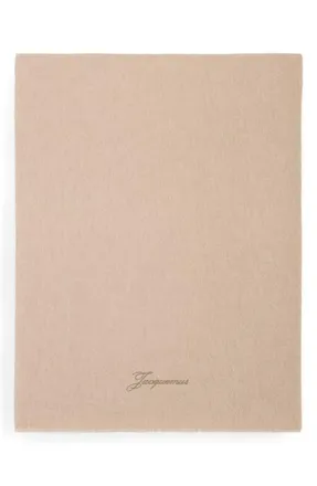 Jacquemus L&eacute;charpe Tailleur Wool & Cashmere Scarf in Beige 150 at Nordstrom