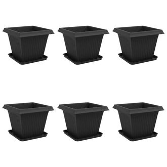 vidaXL Macetas 6 Pcs Negro 38 X 38 X 30 Cm Pl&aacute;stico Vidaxl