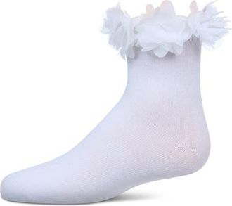 MeMoi Floral Halo Anklet Socks in White at Nordstrom, Size 6-12M