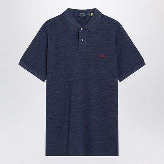 Polo Ralph Lauren Navy M&eacute;lange Cotton Custom Slim Fit Polo Shirt