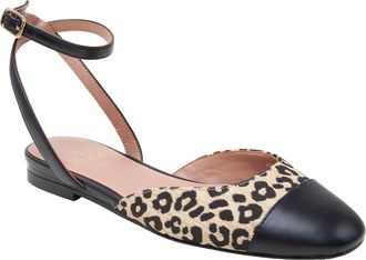 Linea Paolo CTCB Ankle Strap Flat in Tan Leopard/black at Nordstrom, Size 6.5