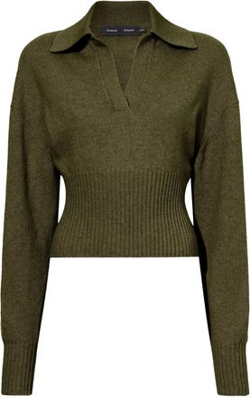 Proenza Schouler Maglione a coste con colletto stile polo - Verde
