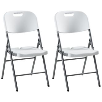 Beliani Conjunto De 2 Sillas De Comedor Exterior Sin Reposabrazos Plegables Blanco Cugnoli