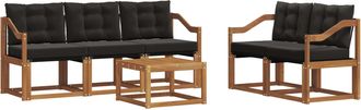 vidaXL Conjunto De Sof&aacute;s De Exterior 6 Uds. Natural Y Negro Vidaxl