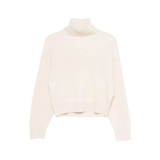 Brunello Cucinelli Brunello Cucinelli, Turtlenecks, female, White, Size: XS Ribbed Roll Neck Sweater