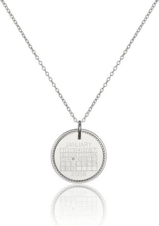 Lily & Roo Silver Large Personalised Calendar Rope Disc Necklace