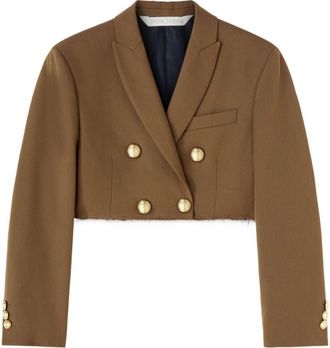 Palm Angels Brown Double-breasted Cropped Blazer