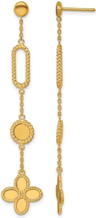 Diamond2Deal 14K Yellow Gold Fancy Flower Drop Dangle Earrings