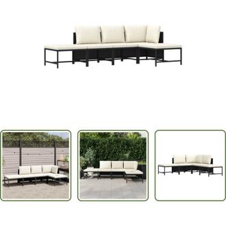 vidaXL Set di divani - Set Divani da Giardino 5 pz con Cuscini in Polyrattan Nero