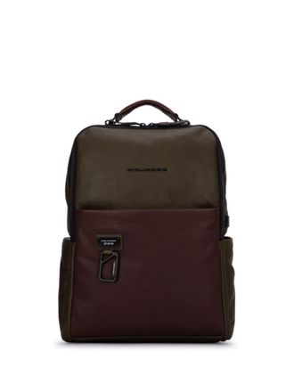 Piquadro Leren rugzak met logo - Bruin