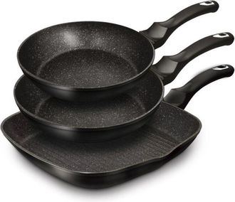 Berlinger Haus Juego De 3 Sartenes De Granito Berlinger Haus Bh-6157 Negro Plata