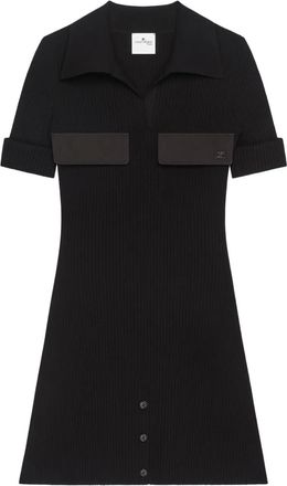 Courr&egrave;ges ribbed-knit polo mini dress - women - Viscose/Polyester - S - Black