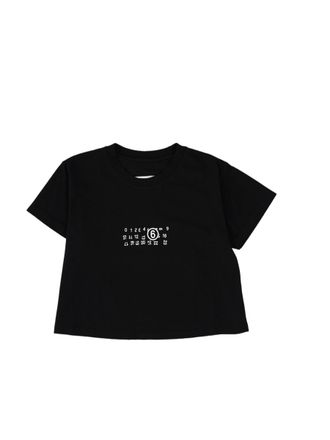 Maison Margiela Cropped White Printed Cotton T-Shirt
