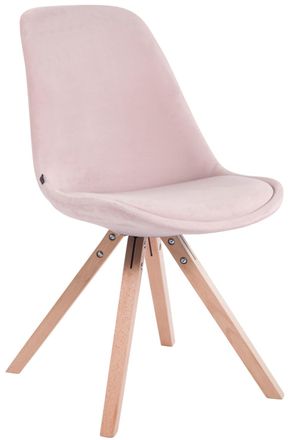 Clp Silla con patas de madera y asiento en Terciopelo Rosado