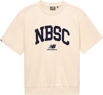 New Balance Logo T-Shirt Asia Sizing Beige Navy 5CD25353-CRE