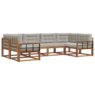 vidaXL Conjunto De Sof&aacute;s De Exterior 6 Pcs Gris Natural Y Claro Vidaxl