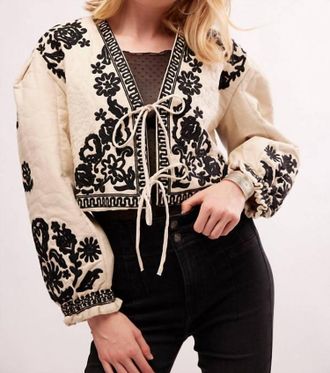 Free People Bali Mabel Jacket In Beige/ Black