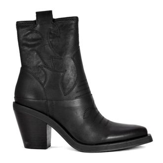 Ash Botines texanos de cuero negro con costuras - Shoes - Mujer - Negro - 36 EU