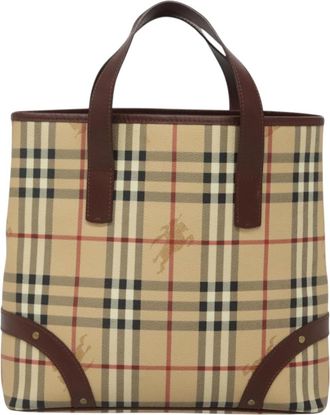 Burberry Nova Check Beige Canvas Tote Bag (Pre-Owned)