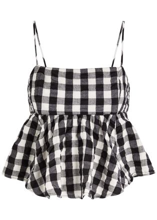 Free People Mia Plaid Cotton top - Black And White - XL (UK16 / XL)