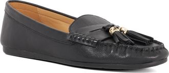 Dune London Womens Ladies Geen - Leather Tassel Trim Loafers - Black - Size UK 6