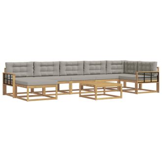 vidaXL Conjunto De Sof&aacute;s De Exterior 8 Pcs Blanco Y Gris Claro Vidaxl