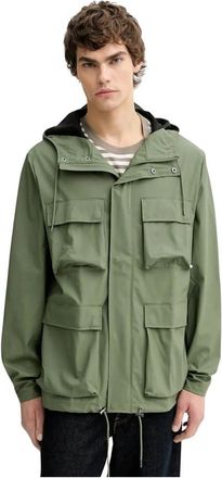 Rains Jassen, Heren, Groen, L, Leer, Pocket Jacket W3