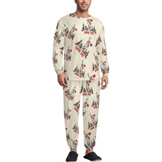 Generic Love Ny New York Mens Pajama Set Crew Neck Loungewear Long Sleeve Pj Pants Pullover Nightwear 2 Pieces
