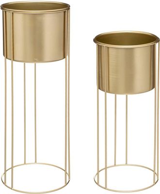Atmosphera Atmosphera - Juego De 2 Macetas Artifice Oro - Metal H58 Cm Cr&eacute;ateur DInt&eacute;rieur