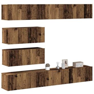 Berkfield Home 6 Piece TV Cabinet Set Wall-mounted Old Wood Engineered Wood in Brown
