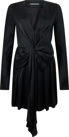 Alberta Ferretti Korte jurk met draperie en knoop aan de voorkant - Dames - Korte kleedjes - Zwart - L - Kleedjes