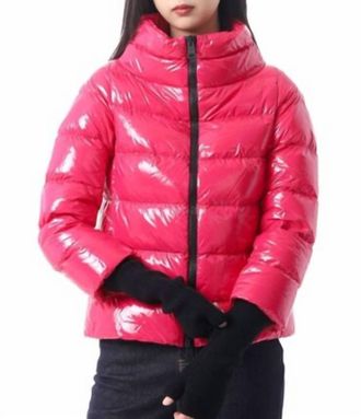 Herno Glossy Effect Fabric Cape Jacket In Hot Pink