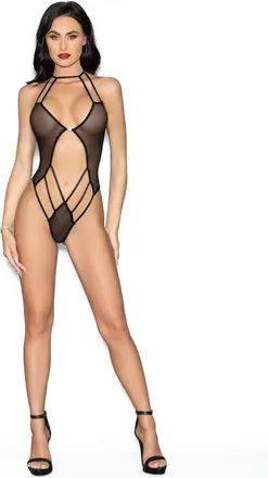 Escante Jeweled Front Back Teddy - One Size - Black