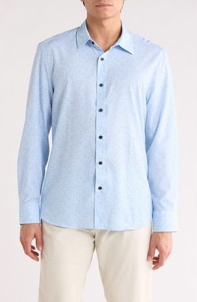 ConStruct Slim Fit Abstract Floral Stretch Button-Up Shirt in Light Blue at Nordstrom Rack, Size Xx-Large