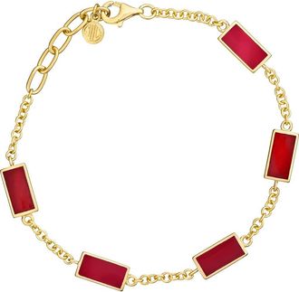 Jan Leslie Five Station Dash Rectangle Bracelet In Sterling With 18K Gold Overlay in Red at Nordstrom