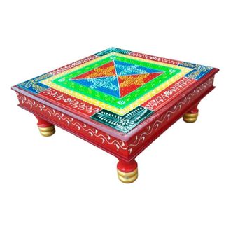 Wanderlust Deco Mesa auxiliar de madera pintado a mano