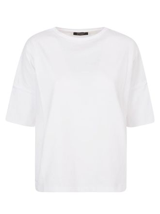 Aragona Boxy White Maxi T-Shirt with Short Sleeves