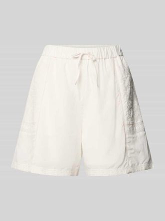 Jake*s Casual Shorts aus Viskose-Mix mit floralem Stitching in Ecru, Gr&ouml;&szlig;e 34