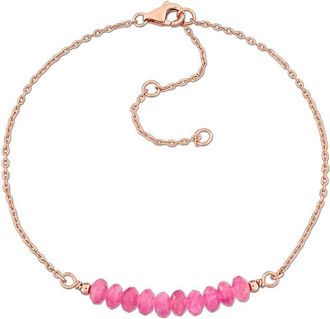Rina Limor Silver 0.81 Ct. Tw. Pink Tourmaline Bead Bar Bracelet