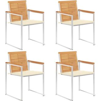 vidaXL Vidaxl - Sillas De Jard&iacute;n 4 Unidades Con Cojines Madera Maciza Teca