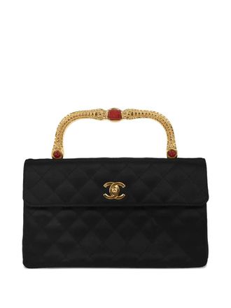 Chanel 1991-1994 quilted handle handbag - women - Satin - One Size - Black