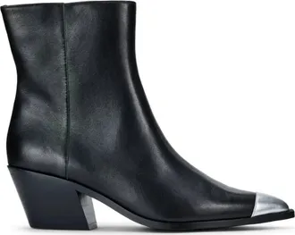 Yosi Samra Womens Ankle Boot With Silver Tip In Black